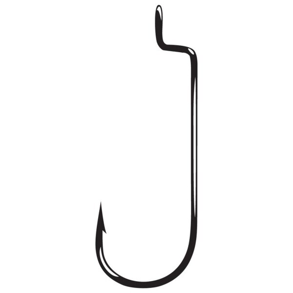 Gamakatsu 5/0 Black Round Bend Offset Shank Worm Hook (Case of 25)