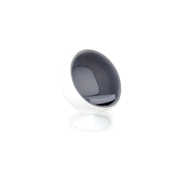 Shop Kardiel Modern Ball Chair, White/Grey Microfiber Overstock