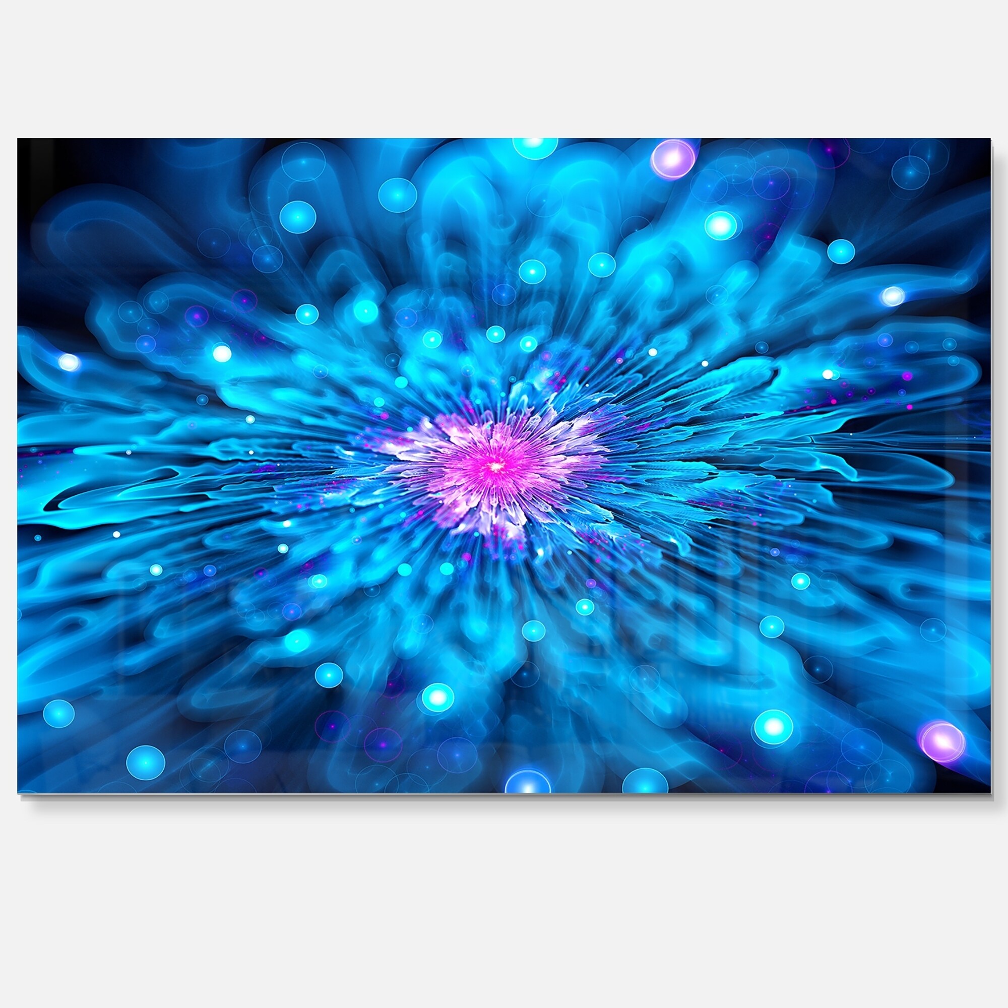 Home DÃ©cor Floral Digital Art Glossy Metal Wall Art Magical Blue