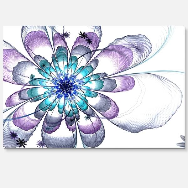 Fractal Flower Light Blue - Floral Digital Art Glossy Metal Wall Art ...
