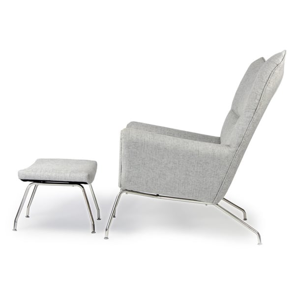 Kardiel Hans J Wegner Style Twill Wing Chair And Ottoman On Sale Overstock 12777811