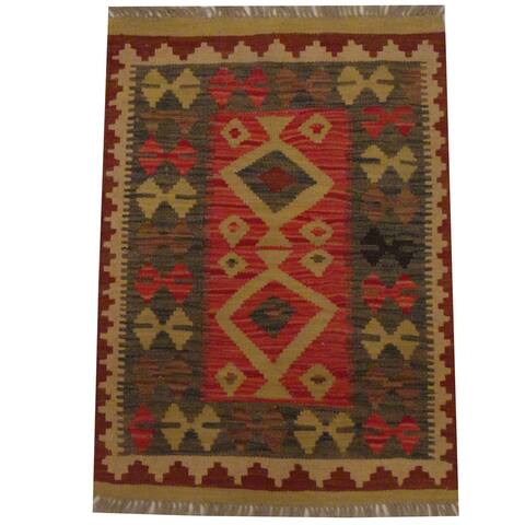 Handmade One-of-a-Kind Wool Kilim (Afghanistan) - 2'1 x 2'10