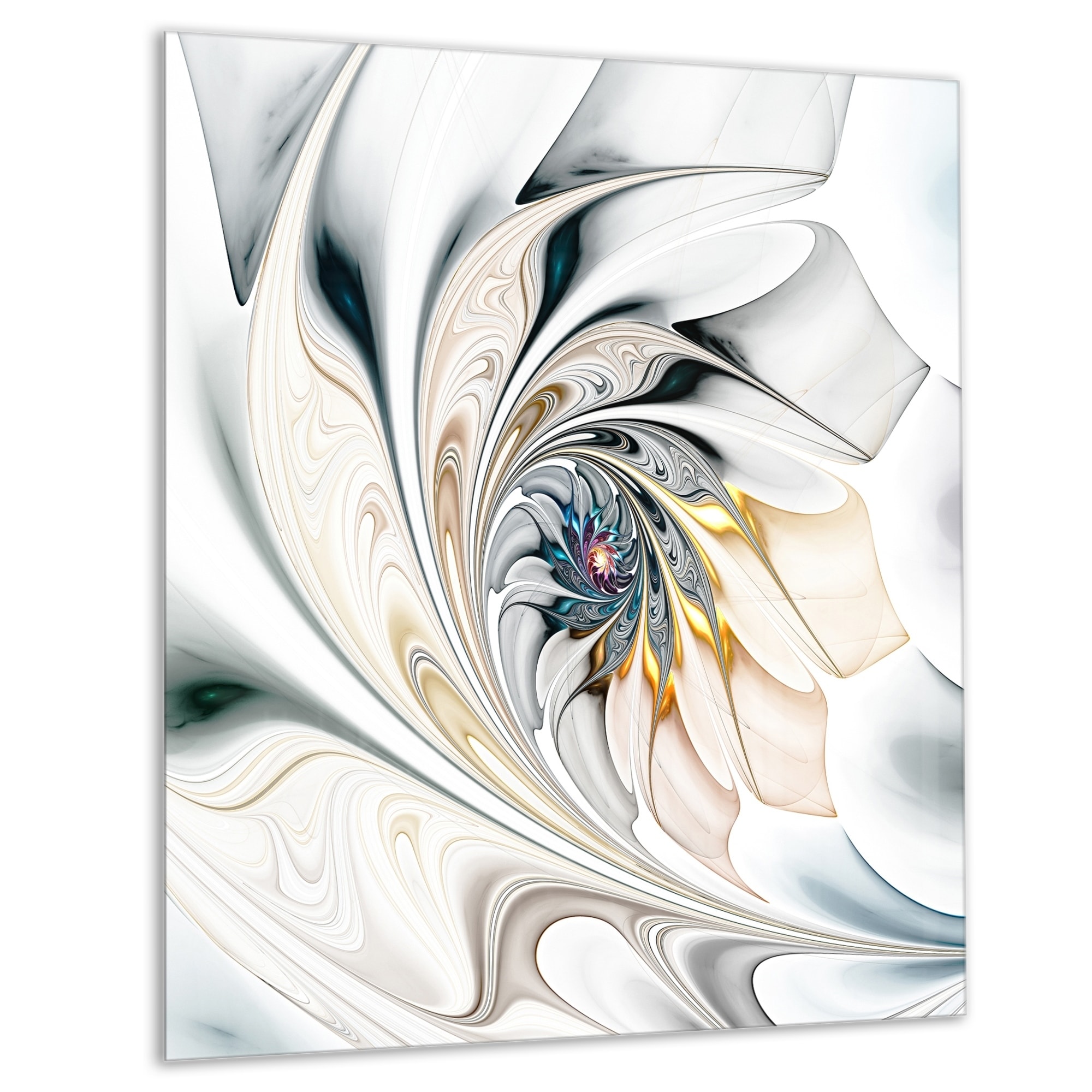 Shop White Stained Glass Floral Art Large Floral Glossy Metal Wall Art Overstock 12778087