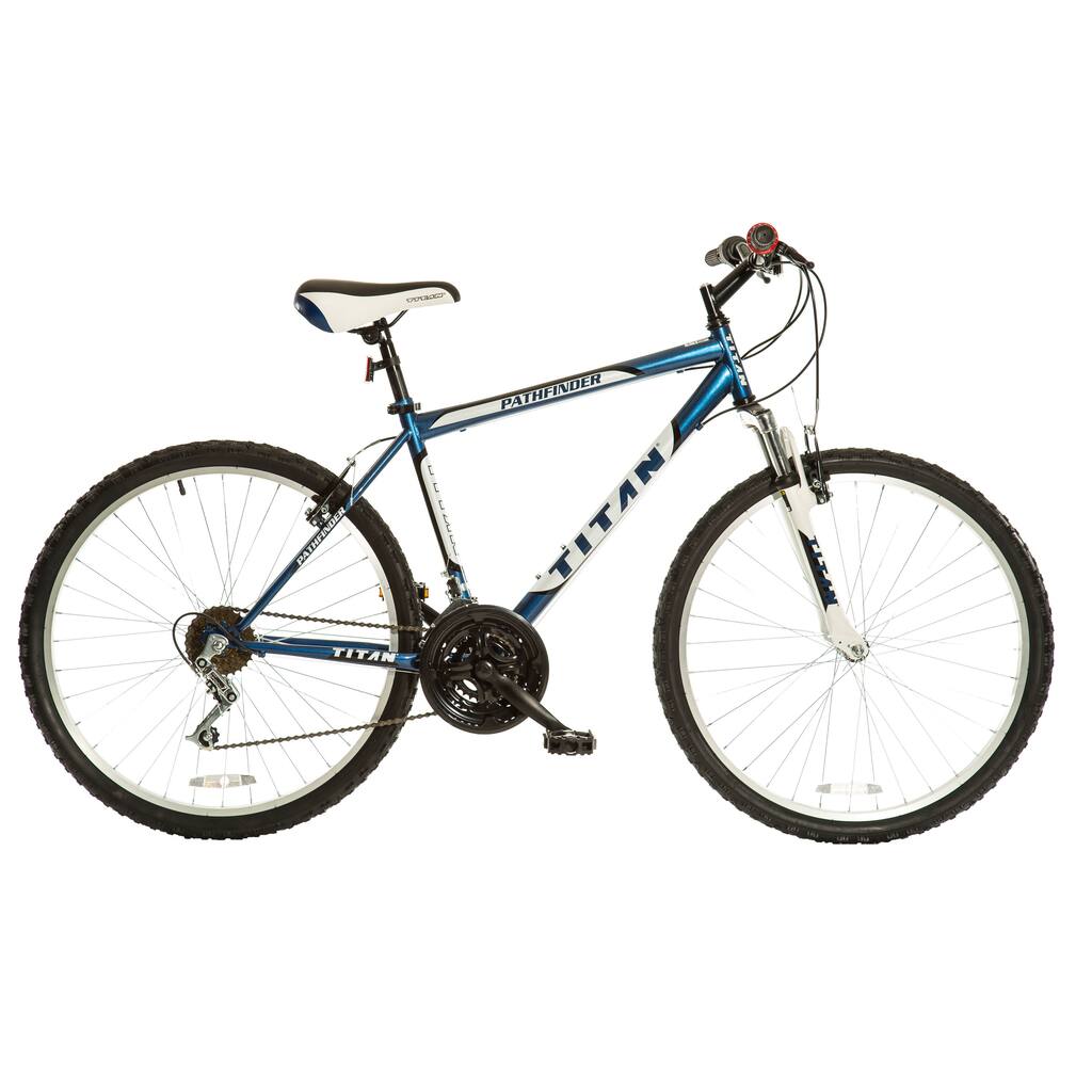 Titan Men's Pathfinder 18-speed Midnight Blue Suspension Mountain Bile