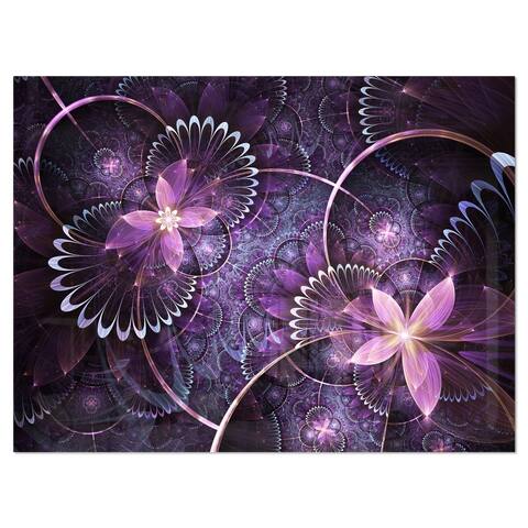 Fractal Flower Soft Purple Digital Art - Large Flower Glossy Metal Wall Art
