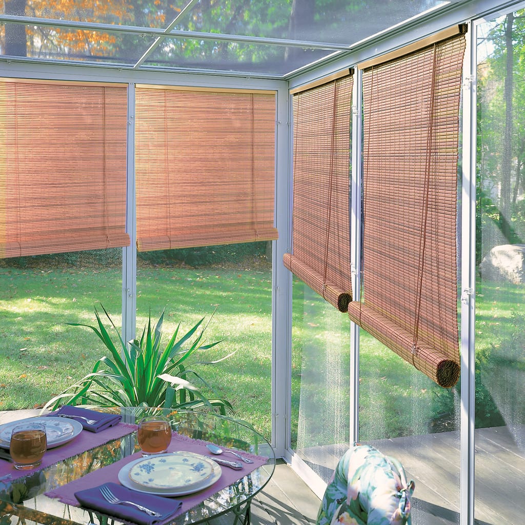 Radiance Indoor/Outdoor Woodgrain Roll-up Blind