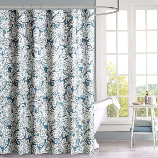 Shop Madison Park Lira Blue Cotton Shower Curtain 2 Color Option