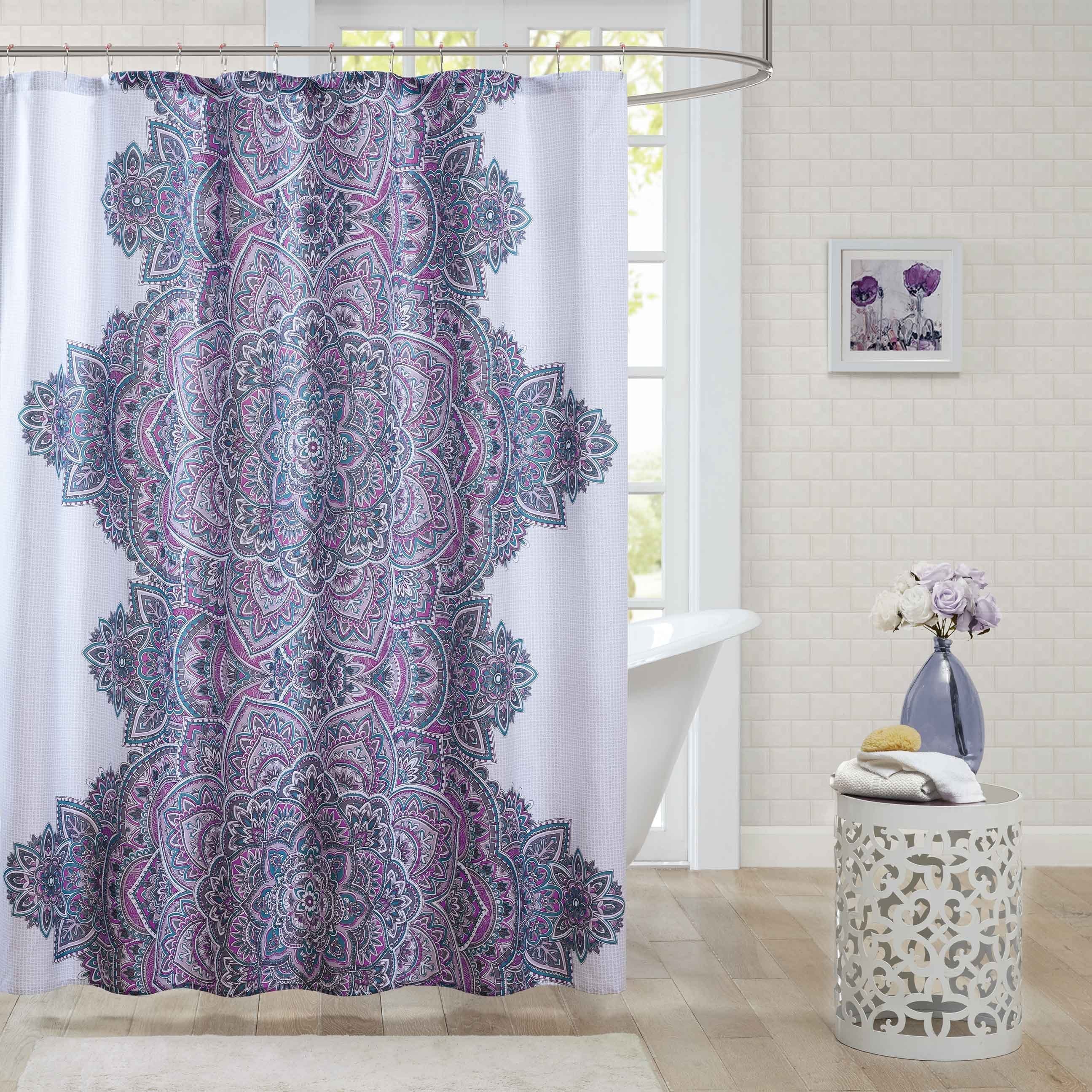 Shop Intelligent Design Katarina Purple Microfiber Printed Shower Curtain  Free Shipping On 