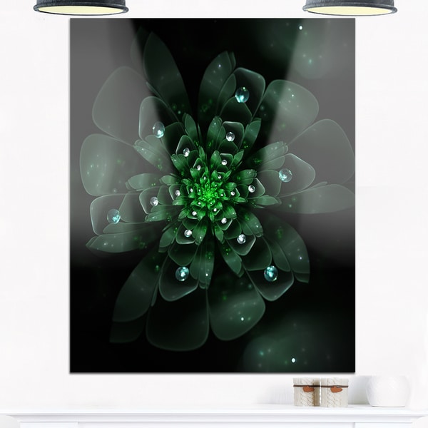 Shop Glowing Crystal Green Fractal Flower - Floral Glossy Metal Wall Art - On Sale - Free ...