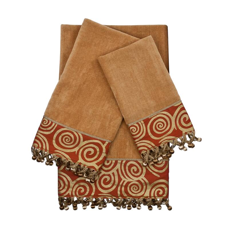 Sherry Kline Swirley Nugget 3-piece Decorative Embellished Towel Set