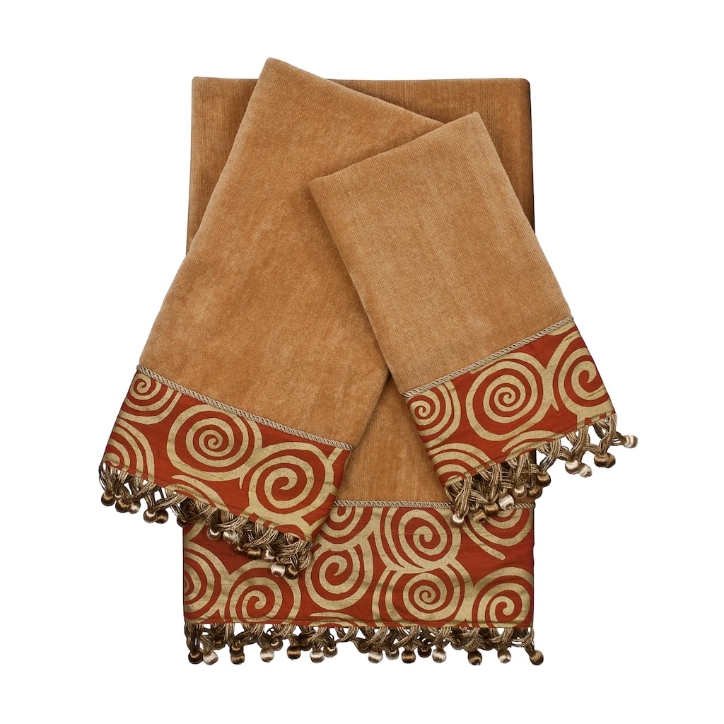 Sherry Kline Swirley Nugget 3-piece Decorative Embellished Towel Set
