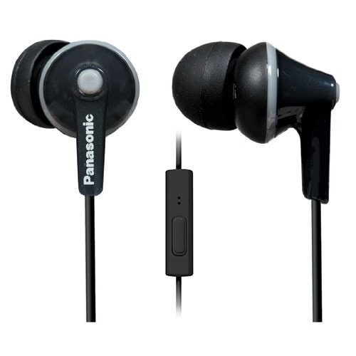 Panasonic ErgoFit In-Ear Earbuds Noise Isolating Headphones with Mic/Controller (Black)