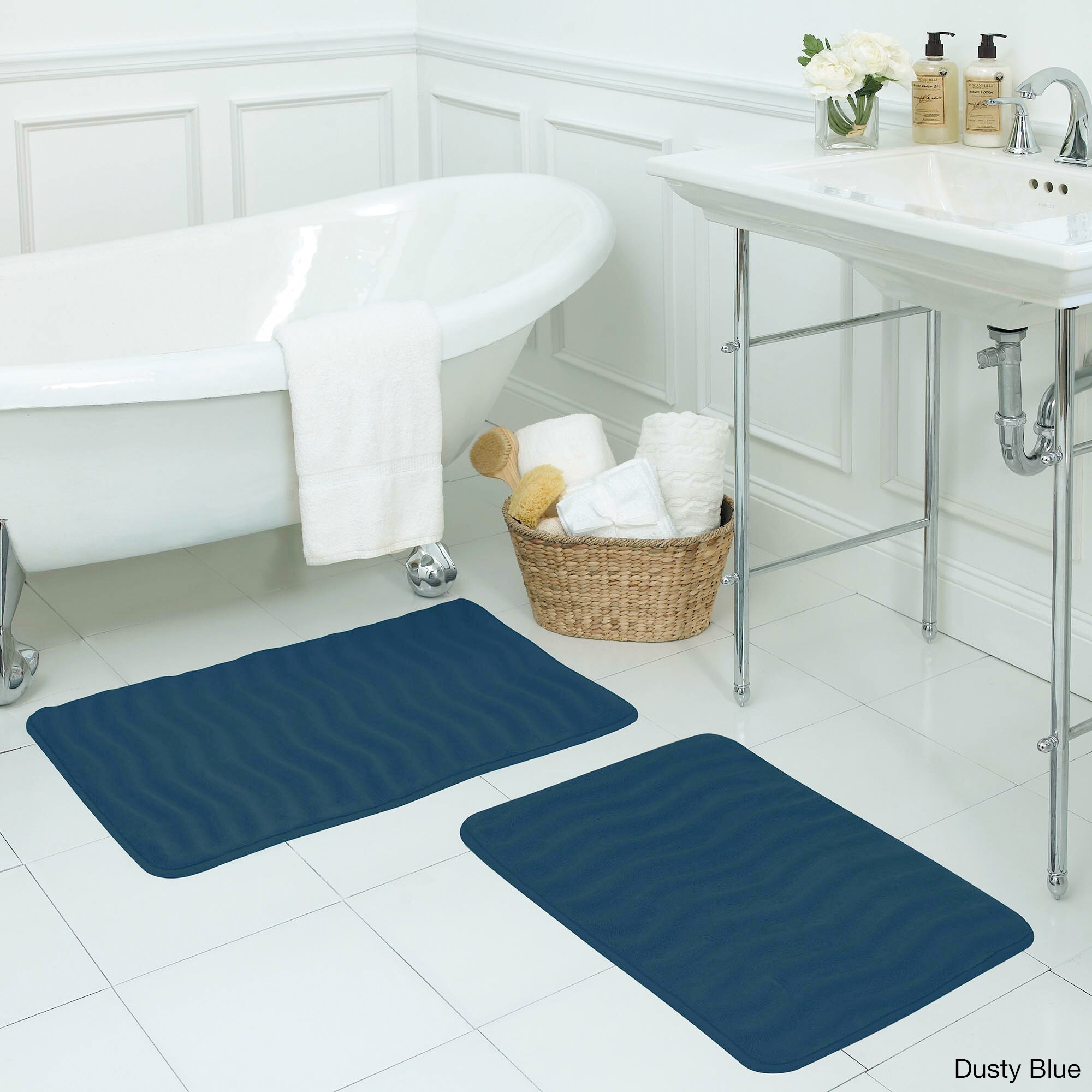 Memory Foam 2-piece Bath Mat Set - Blue