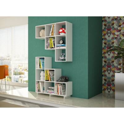 Accentuations by Manhattan Comfort Sophisticated Cascavel Stair Cubby with 6 Cube Shelves