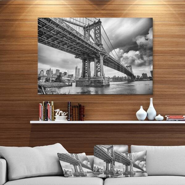Manhattan Bridge in Gray Shade - Cityscape Photo Glossy Metal Wall Art ...