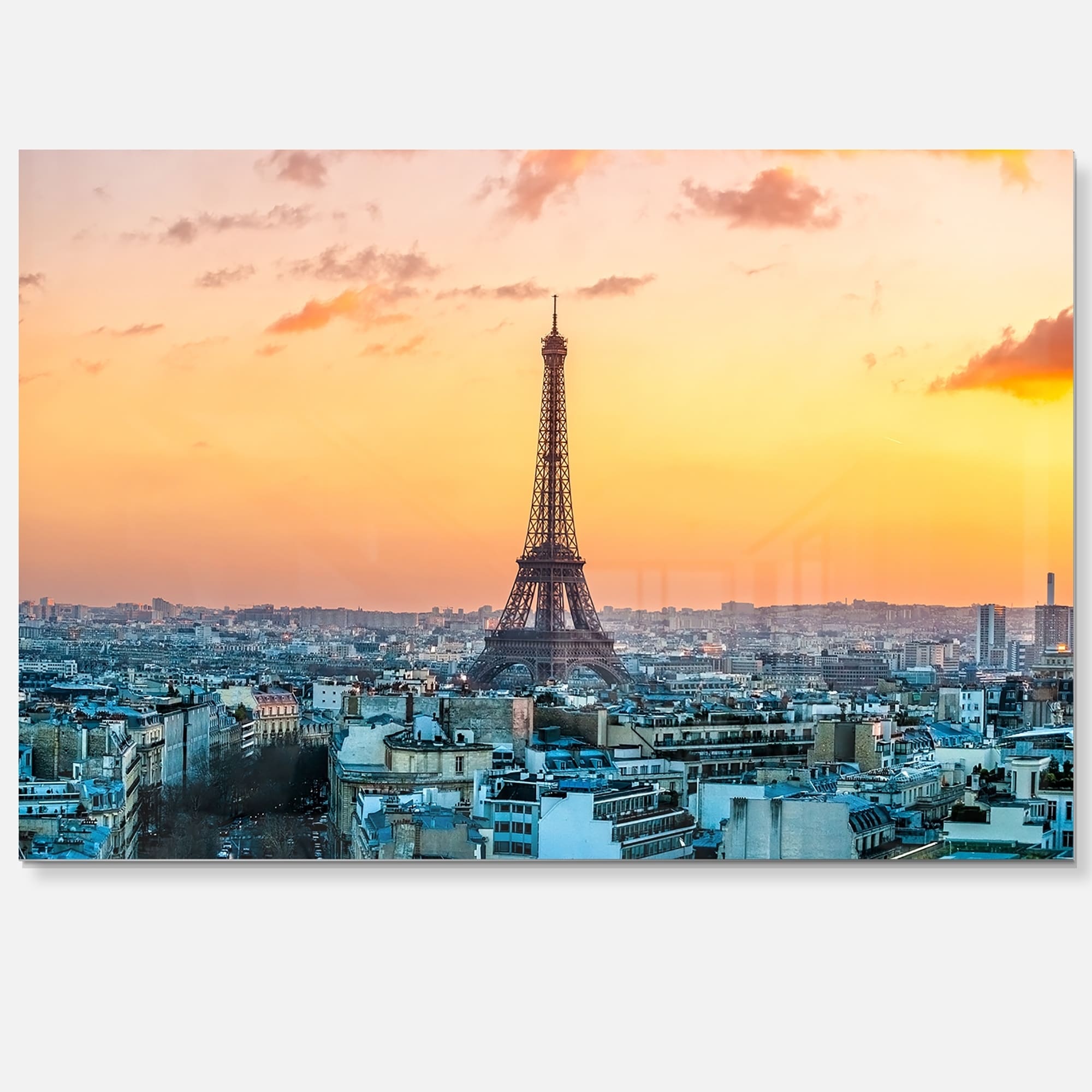 Eiffel At Sunrise In Paris Cityscape Photography Glossy Metal Wall Art Overstock