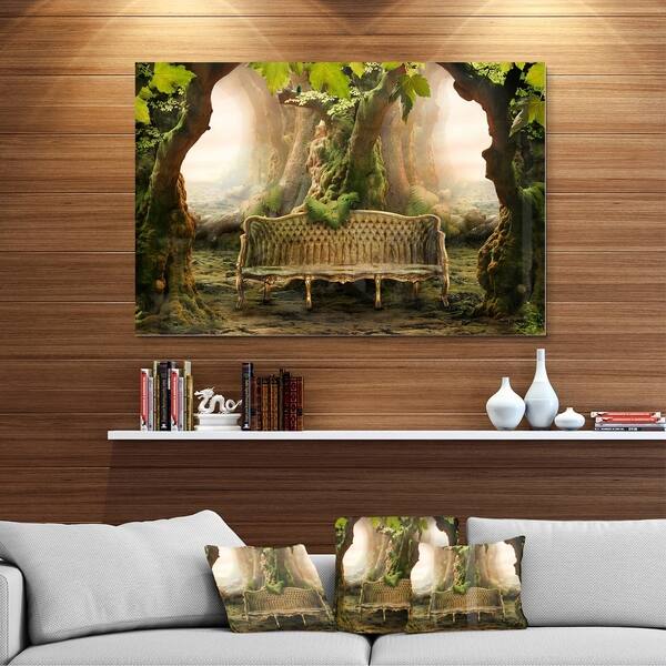 Romantic Seat in Deep Forest - Landscape Photo Glossy Metal Wall Art ...