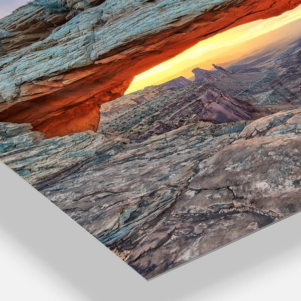 Sunrise At Mesa Arch In Canyon Lands Landscape Glossy Metal Wall Art Overstock 12780761