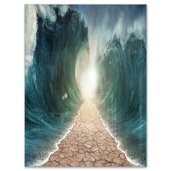 Pathway through the Parted Seas - Large Seashore Glossy Metal Wall Art ...