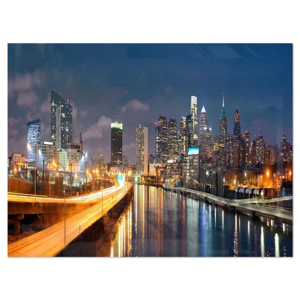 Shop Philadelphia Skyline At Night Cityscape Glossy Metal Wall Art Overstock 12780808