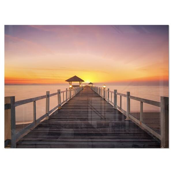 Wide Wooden Bridge into the Sea - Sea Pier Glossy Metal Wall Art ...