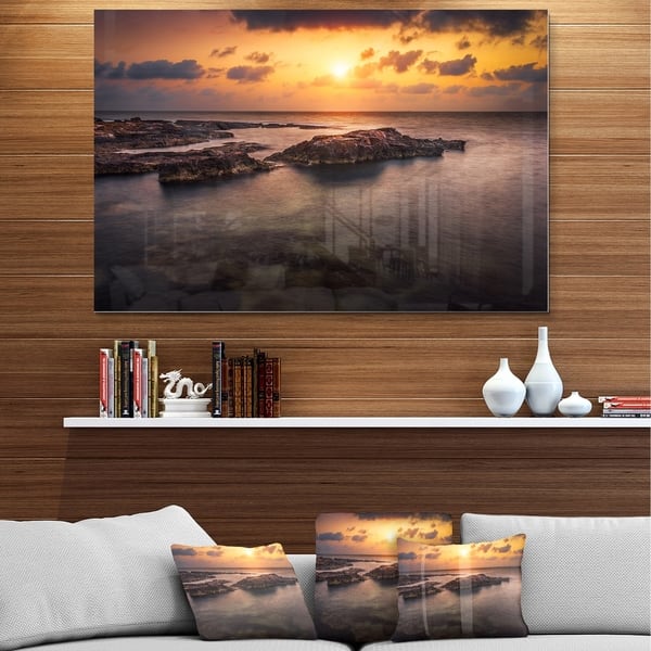 Sunset over African Seashore - Oversized Beach Glossy Metal Wall Art ...