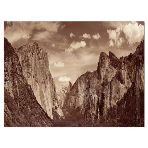 Rocks and Forest in Black and White - Landscape Glossy Metal Wall Art