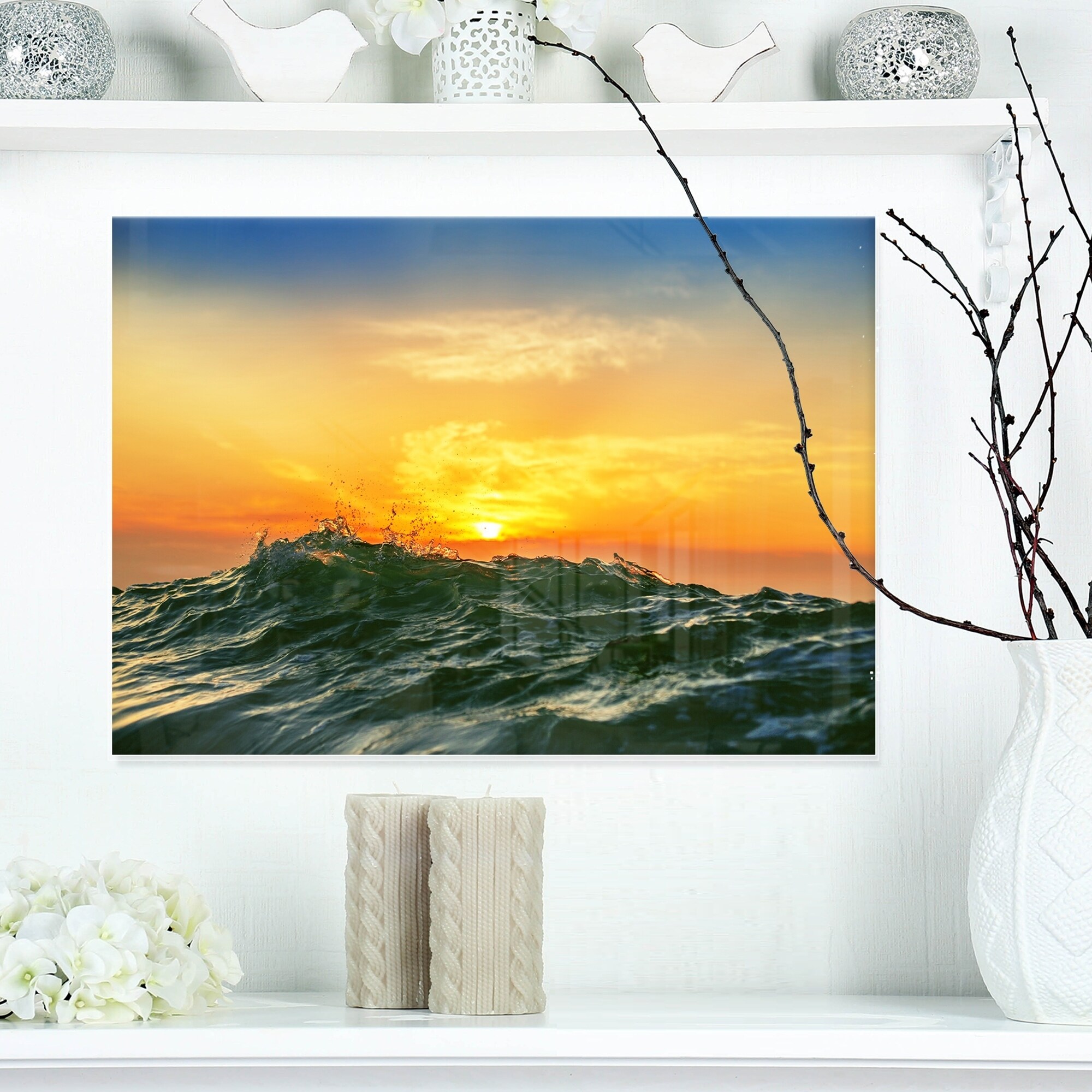 Shop Bright Sunlight And Glowing Waves Beach Glossy Metal Wall