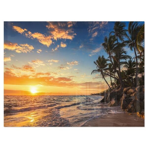 Paradise Tropical Island Beach with Palms - Extra Large Seascape Glossy ...