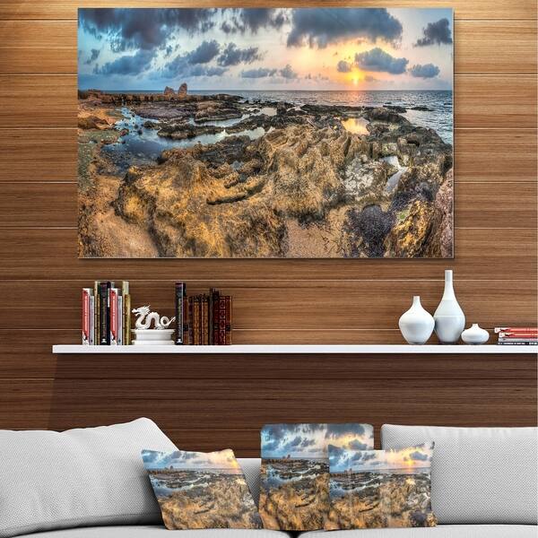 Rocky African Seashore Panorama - Oversized Beach Glossy Metal Wall Art ...