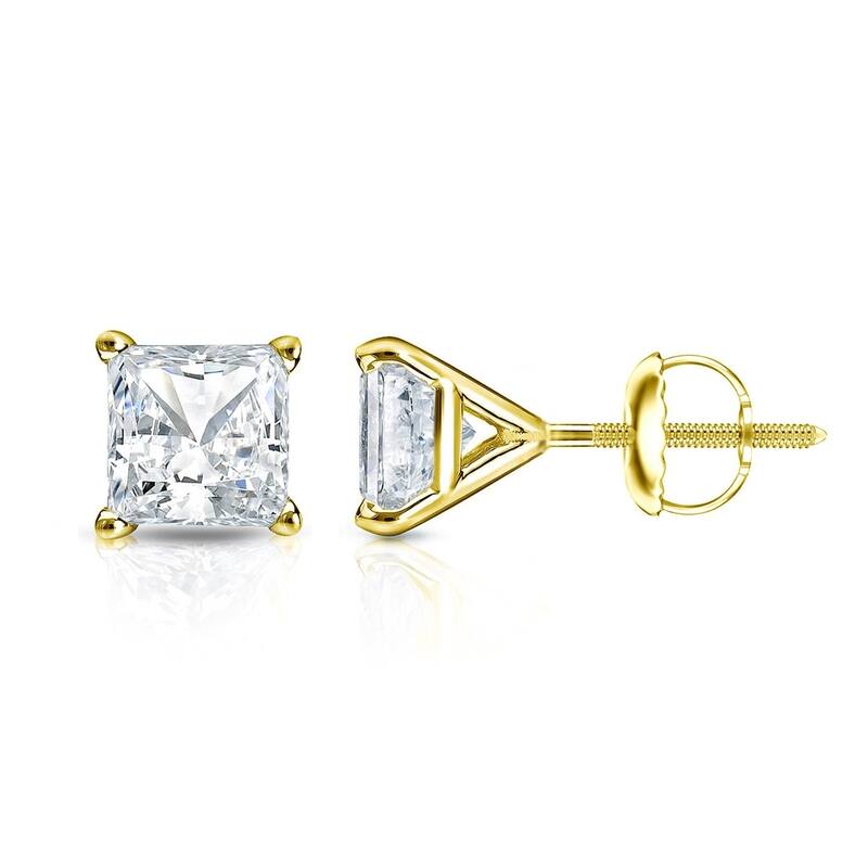 Auriya 1/4ctw Princess-cut Diamond Stud Earrings 14k Gold Martini-set - Yellow