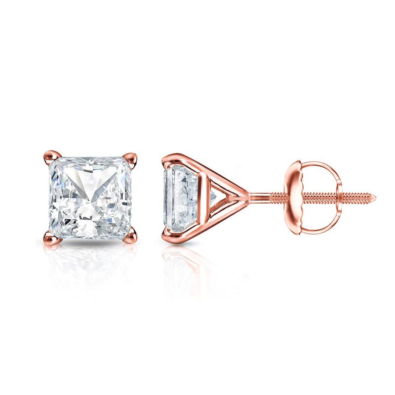 Auriya 1/4ctw Princess-cut Diamond Stud Earrings 14k Gold Martini-set