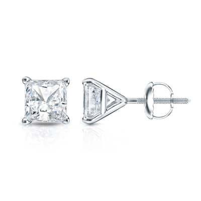 Auriya 1/4ctw Princess-cut Diamond Stud Earrings 14k Gold Martini-set