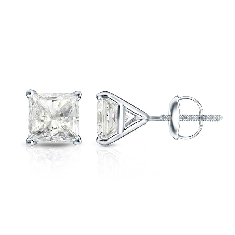 Auriya 1/4ctw Princess-cut Diamond Stud Earrings 14k Gold Martini-set (J-K, I2-I3)