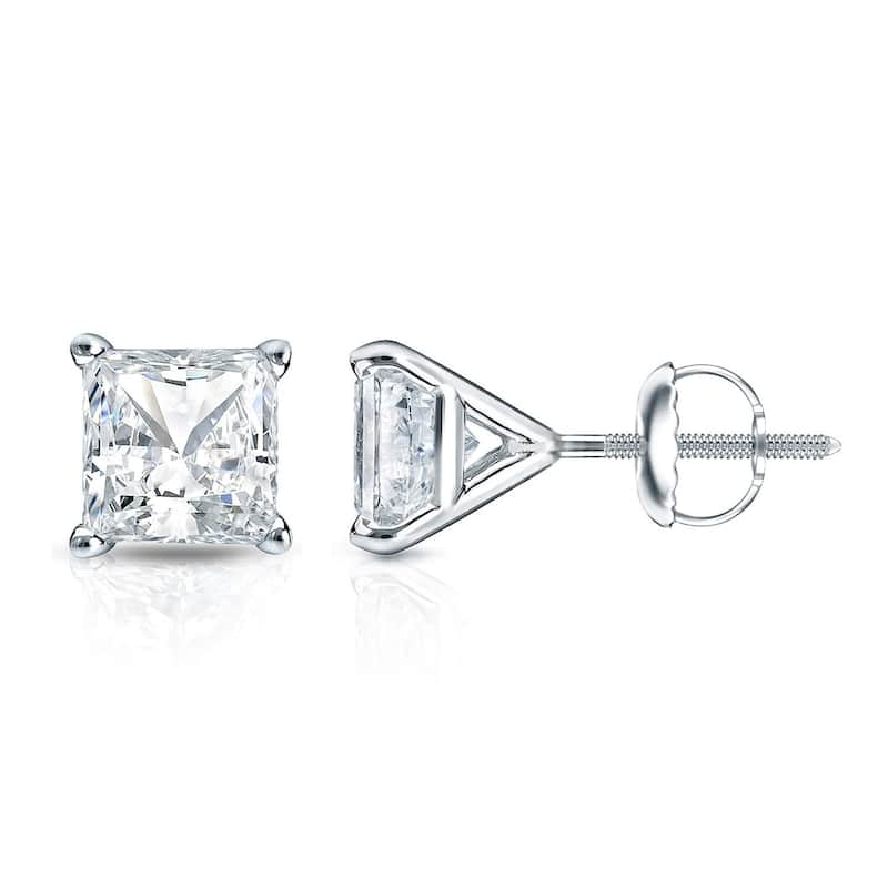 Auriya 1/3ctw Princess-cut Diamond Stud Earrings 14k Gold Martini-set (H-I, SI1-SI2)