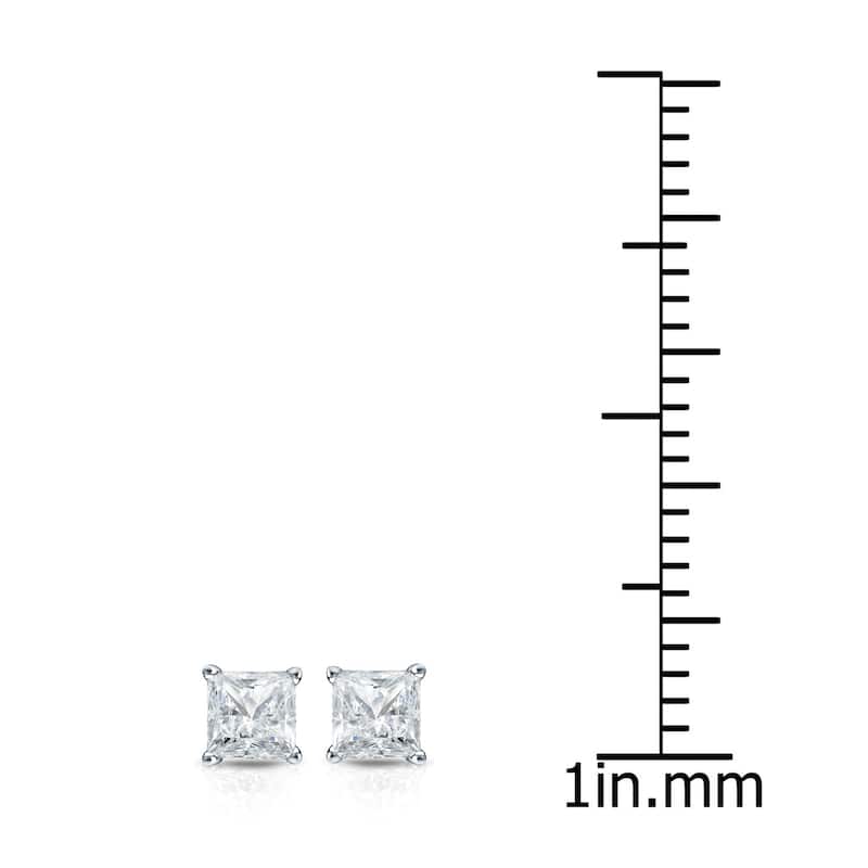 Auriya 14k Gold 1/3cttw Princess-cut Diamond Stud Earrings Martini-set (I-J, SI2-SI3)