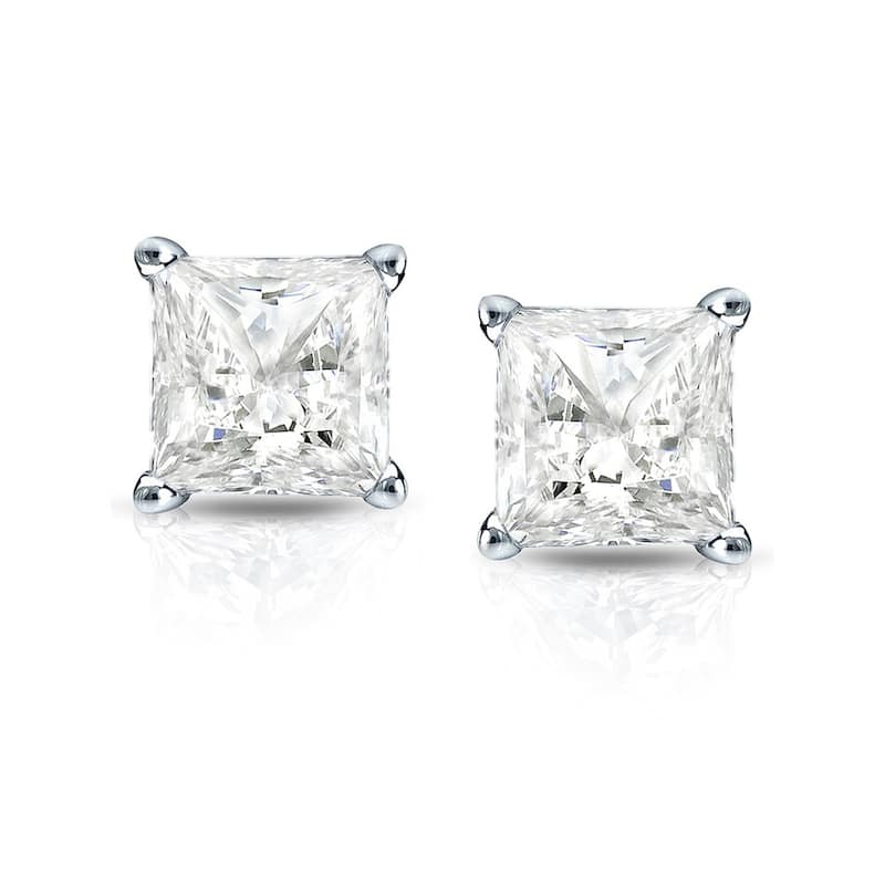 Auriya 14k Gold 0.33ctw Princess-cut Diamond Stud Earrings Martini-set