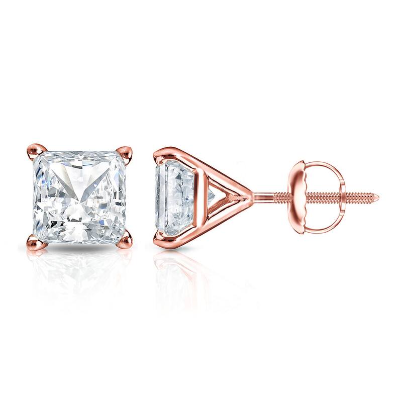 Auriya 1/2ctw Princess-cut Diamond Stud Earrings 14k Gold Martini-set (H-I, SI1-SI2)