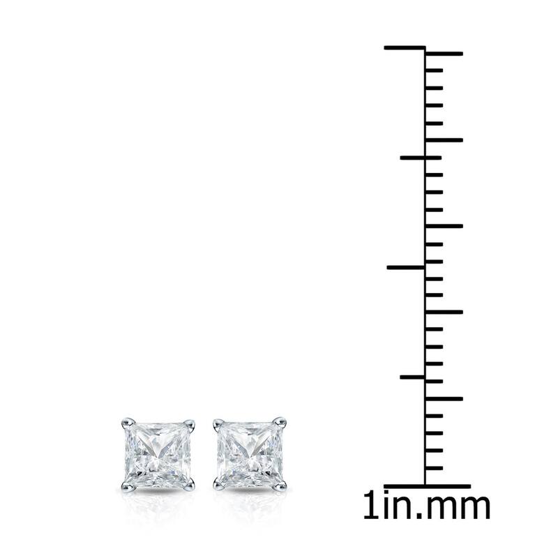 Auriya 14k Gold 1/2cttw Princess-cut Diamond Stud Earrings Martini-set
