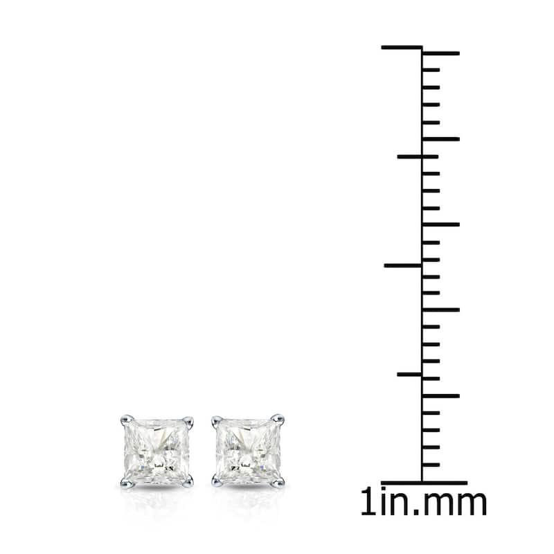 Auriya 14k Gold 0.50ctw Princess-cut Diamond Stud Earrings Martini-set (I-J, I1-I2)