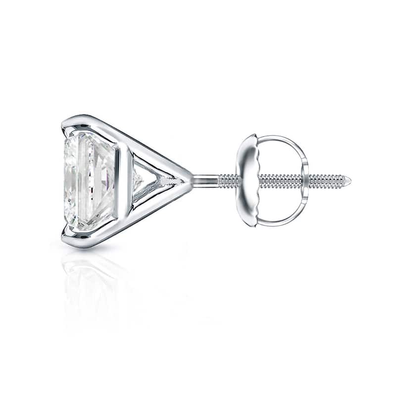 Auriya 14k Gold 0.50ctw Princess-cut Diamond Stud Earrings Martini-set (I-J, I1-I2)