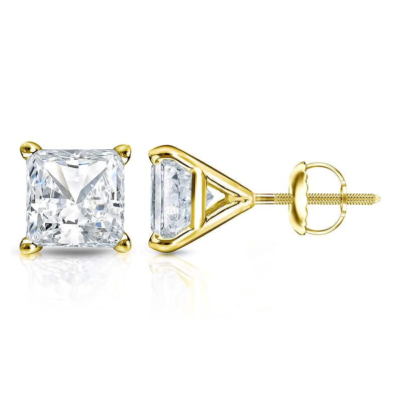 Auriya 3/4ctw Princess-cut Diamond Stud Earrings 14k Gold Martini-set