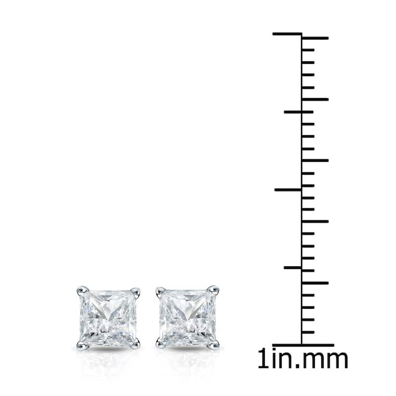 Auriya 14k Gold 3/4cttw Princess-cut Diamond Stud Earrings Martini-set