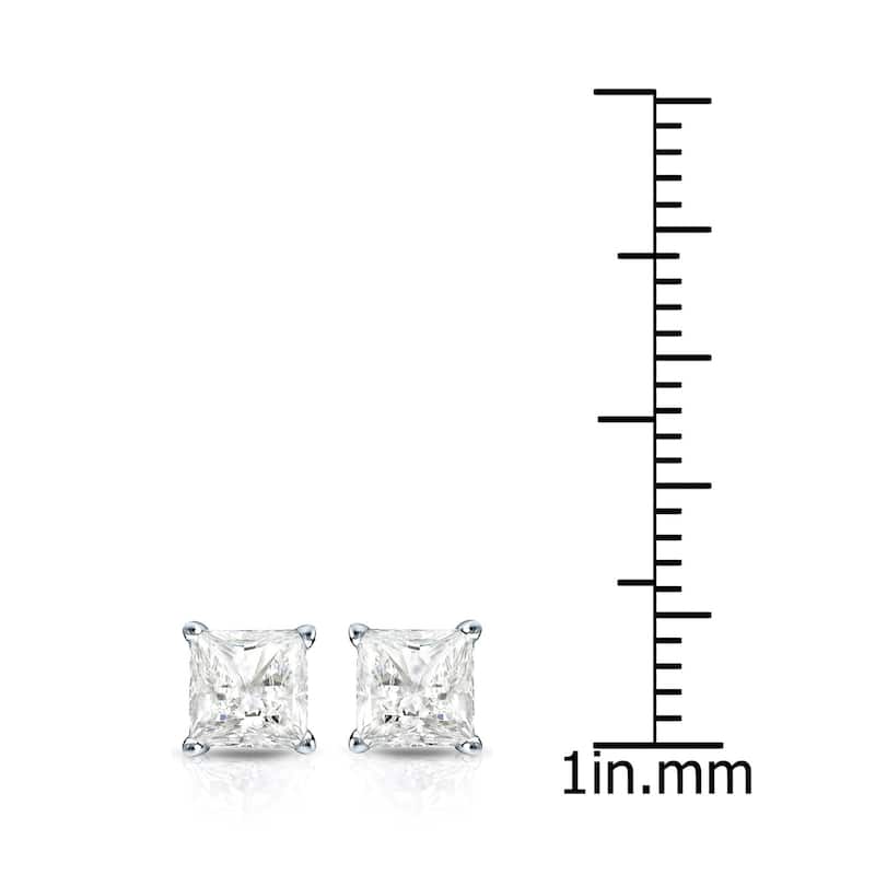Auriya 14k Gold 0.75ctw Princess-cut Diamond Stud Earrings Martini-set
