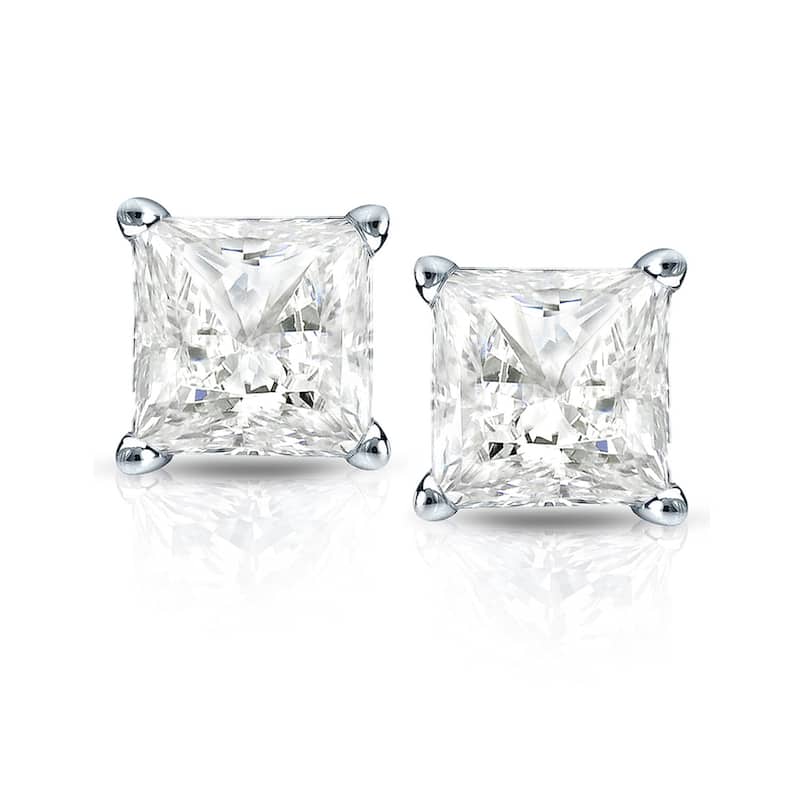 Auriya 14k Gold 0.75ctw Princess-cut Diamond Stud Earrings Martini-set