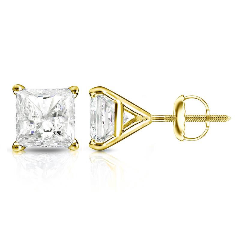 Auriya 14k Gold 0.75ctw Princess-cut Diamond Stud Earrings Martini-set