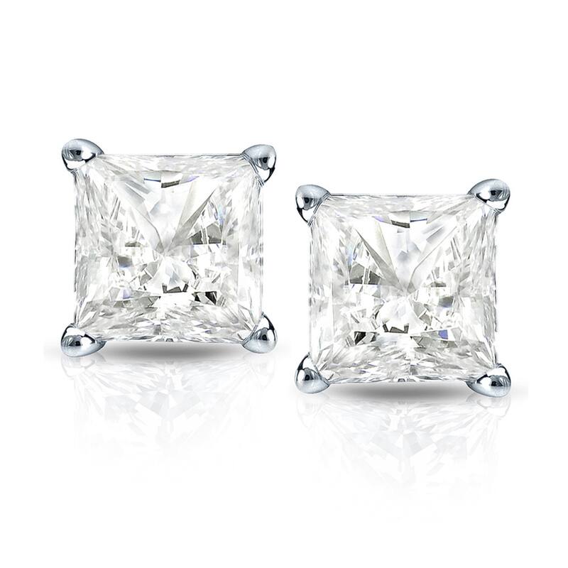 Auriya 14k Gold 1ctw Princess-cut Diamond Stud Earrings Martini-set (I-J, I1-I2)