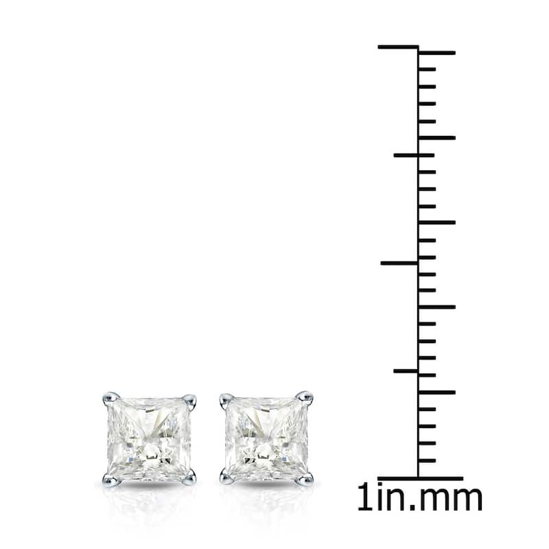 Auriya 14k Gold 1ctw Princess-cut Diamond Stud Earrings Martini-set (I-J, I1-I2)