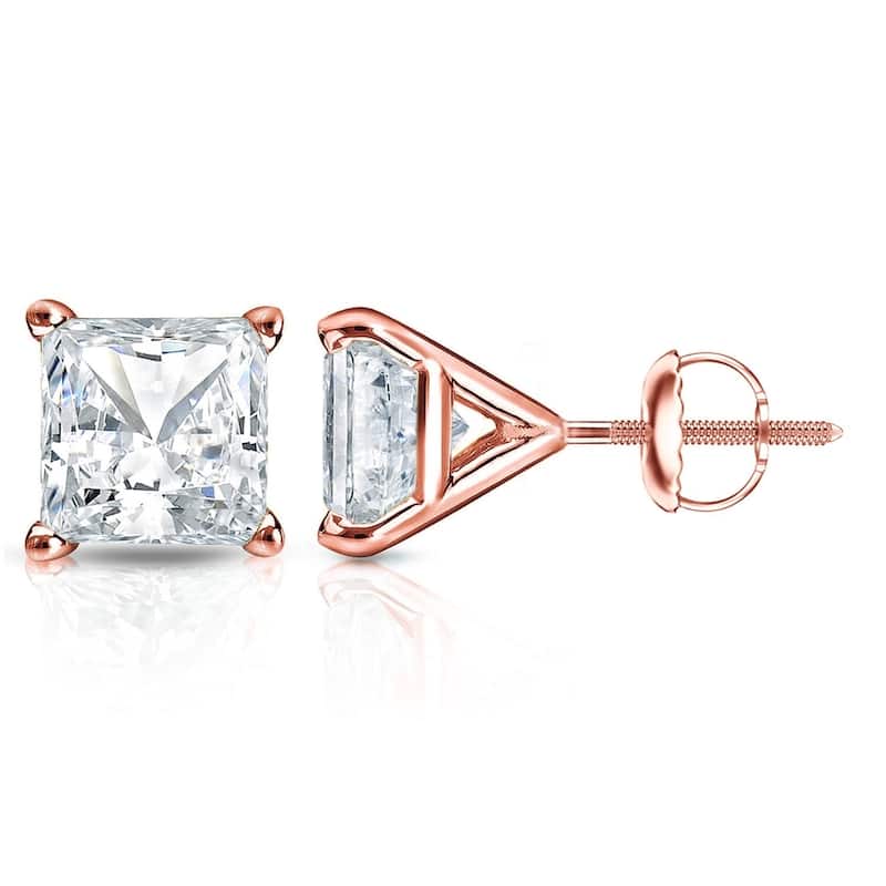 Auriya 1ctw Princess-cut Diamond Stud Earrings 14k Gold Martini-set (H-I, SI1-SI2)