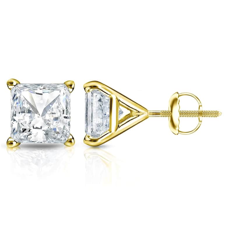 Auriya 1ctw Princess-cut Diamond Stud Earrings 14k Gold Martini-set (H-I, SI1-SI2)